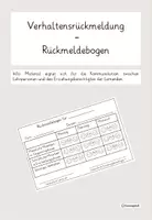 Vorschau - Anderer Materialtyp - Verhaltensrückmeldung - Rückmeldebogen (versch. Versionen) - Deckblatt