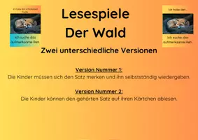 Vorschau - Spiele - Lesespiel: Der Wald (2 Schwierigkeitsstufen) - Seite 1
