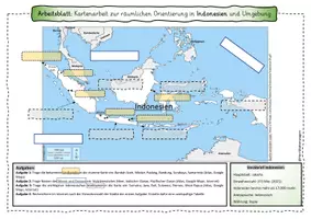 Vorschau - Arbeitsblätter - Raumanalyse Indonesien Kartenarbeit Karte Atlas Atlasarbeit - Seite 1