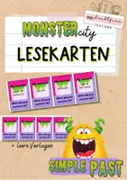 Vorschau - Spiele - Simple past: monster Lesekarten/Aufgabenkarten - Deckblatt