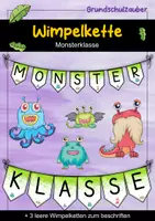 Vorschau - Mal- und Bastelvorlagen - Wimpelkette für die Monsterklasse - Monster Wimpel - Deckblatt