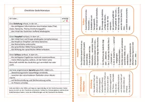 Vorschau - Arbeitsblätter - Gedichtanalyse Checkliste und Hilfskarten - Seite 1