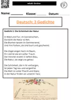 Vorschau - Merkblätter - Deutsch 3 Gedichte interpretieren - kostenlos - Deckblatt
