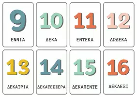 Προεπισκόπηση - Flashcards - Οι αριθμοί 1-20 - Σελίδα 1