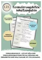 Vorschau - Arbeitsblätter - Formulierungshilfe - Inhaltsangabe (editierbar) - Deckblatt
