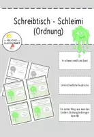 Vorschau - Bildkarten - Schreibtisch Schleimi - Ordnung auf dem Schreibtisch - Deckblatt