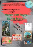 Vorschau - Stundenentwürfe - ✝️ Lernstationen Sankt Martin (Arbeitsaufgaben, Bastelidee, Rätseln u Lösung) - Deckblatt