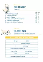 Aperçu - Feuilles d'exercices - Romeo and Juliet, True or false/ The right Word - Page 1