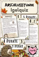 Vorschau - Quiz - Igel - Abschlussstunde | Igelquiz | Sachunterricht Klasse 1/2 - Deckblatt