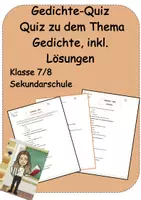 Vorschau - Arbeitsblätter - Gedichte-Quiz- Lyrikwissen testen - Deckblatt