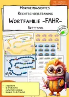 Vorschau - Stationenlernen - Wortfamilie FAHR - Brettspiel zum Wortbaustein FAHR - Deckblatt