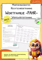 Vorschau - Arbeitsblätter - Wortbaustein FAHR - Würfelwörtertraining - KOSTENLOS - Deckblatt