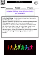 Vorschau - Merkblätter - inklusive Bildung Unterrichtsmethoden und Strategien - Deckblatt