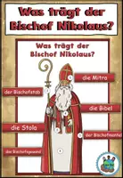Vorschau - Arbeitsblätter - "Was trägt der Bischof Nikolaus?" Tafelmaterial und Arbeitsblatt - DaZ / DaF / Deutsch / Religion / KBW - Deckblatt