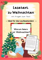 Vorschau - Arbeitsblätter - Lesetext (Lesetandem) "Warum feiern wir Weihnachten" - mit Fragen zum Text - Deckblatt