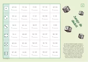 Vista previa - Hojas de trabajo - Sumas y restas con decimales - Juego - página 1