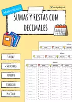 Vista previa - Hojas de trabajo - Sumas y restas con decimales - Deberes - Portada