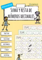 Vista previa - Hojas de trabajo - Suma y resta de números decimales - Laberinto - Portada