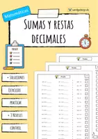 Vista previa - Hojas de trabajo - Adición y sustracción con números decimales - Paquete de juegos - página 1