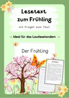 Vorschau - Arbeitsblätter - Lesetext (Lesetandem) "Der Frühling" - mit Fragen zum Text - Deckblatt