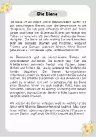 Vorschau - Arbeitsblätter - Lesetext (Lesetandem) "Die Biene" - mit Fragen zum Text - Seite 1
