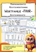 Vorschau - Stationenlernen - Wortbaustein FAHR - Rechtschreibkartei - Deckblatt