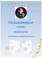 Vorschau - Arbeitsblätter - Wintermotiv - Tannenbäume und Weihnachtssterne - Deckblatt