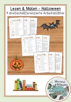 Vorschau - Arbeitsblätter - Lesen und Malen Halloween-Set 3fach-differenziert - Deckblatt