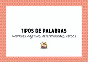 Vista previa - Tarjetas / Manipulativos - Tipos de palabras: nombres, adjetivos, determinantes, verbos - Portada