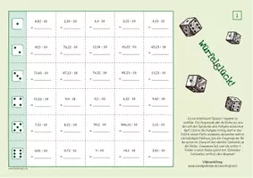 Vorschau - Arbeitsblätter - Multiplikation und Division von Dezimalzahlen mit Zehnerzahlen - Spiel - Seite 1