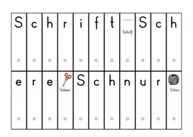 Vorschau - Stationenlernen - Lesefächer Nomen mit Sch des Grundwortschatz Hessens - Seite 1