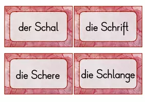 Vorschau - Spiele - Wortkarten Nomen mit Sch am Anfang Grundwortschatz Hessen - Deckblatt
