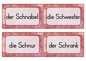 Vorschau - Spiele - Wortkarten Nomen mit Sch am Anfang Grundwortschatz Hessen - Seite 1