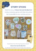 Vorschau - Mal- und Bastelvorlagen - Brown Owl and the Bee Hive - Story Sticks - Deckblatt