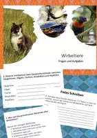 Vorschau - Arbeitsblätter - Wirbeltiere, Fragen und Aufgaben mit Lösungen - Deckblatt