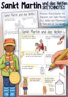 Vorschau - Mal- und Bastelvorlagen - Sankt Martin & Helfen - Kreative Arbeitsblätter / Sketchnotes - Deckblatt