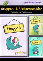 Vorschau - Bildkarten - Gruppenschilder + Stationsschilder - Delfin für die Delfinklasse - Deckblatt