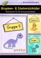 Vorschau - Bildkarten - Gruppenschilder + Stationsschilder - Dinosaurier für die Dinosaurierklasse - Deckblatt