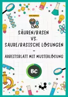 Vorschau - Arbeitsblätter - Säuren / Basen vs. Saure / Basische Lösungen - Arbeitsblatt mit Musterlösung - Deckblatt
