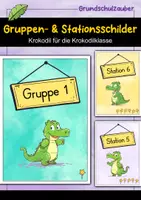 Vorschau - Bildkarten - Gruppenschilder + Stationsschilder - Krokodil für die Krokodilklasse - Deckblatt