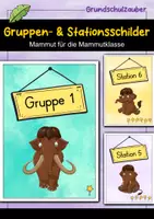 Vorschau - Bildkarten - Gruppenschilder + Stationsschilder - Mammut für die Mammutklasse - Deckblatt