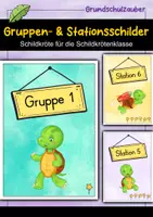 Vorschau - Bildkarten - Gruppenschilder + Stationsschilder - Schildkröte für die Schildkrötenklasse - Deckblatt