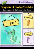 Vorschau - Bildkarten - Gruppenschilder + Stationsschilder - Seepferdchen für die Seepferdchenklasse - Deckblatt
