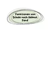 Vorschau - Text - Funktionen von Schule nach Helmut Fend - Deckblatt