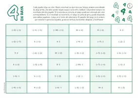 Vista previa - Hojas de trabajo - Multiplicación de números negativos - Juego (cuatro en raya) - página 1