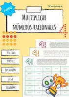 Vista previa - Hojas de trabajo - Multiplicación de números negativos - Juego (cuatro en raya) - Portada