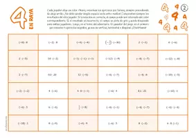 Vista previa - Hojas de trabajo - Multiplicación de números negativos - Juego (cuatro en raya) - página 2