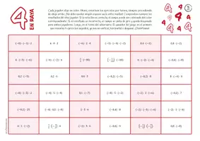 Vista previa - Hojas de trabajo - Multiplicación de números negativos - Juego (cuatro en raya) - página 3