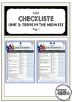 Vorschau - Arbeitsblätter - Checkliste Orange Line 4 Unit 2: Teens in the Midwest G & M (differenziert) - Deckblatt