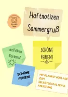 Vorschau - Mal- und Bastelvorlagen - Haftnotizen * Stickynotes "Sommerferiengruß" und Vorlage - Deckblatt